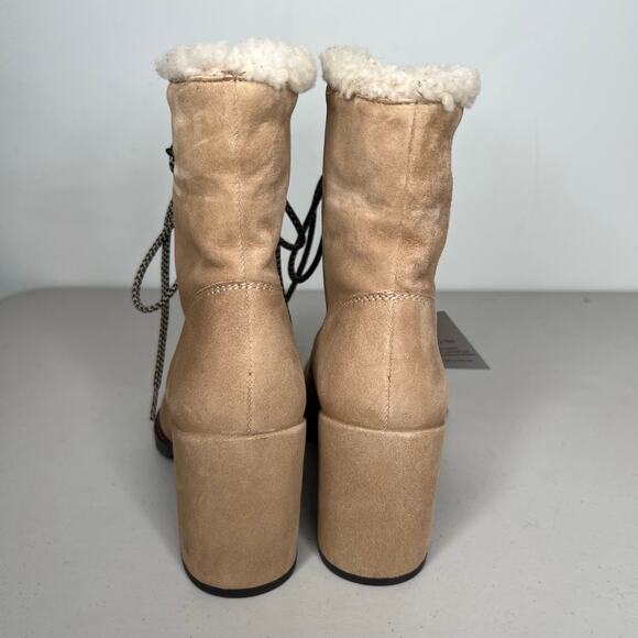 Stuart Weitzman Tan Shearling Lace Up Suede Yukon Boots Size 7 - Picture 5 of 9